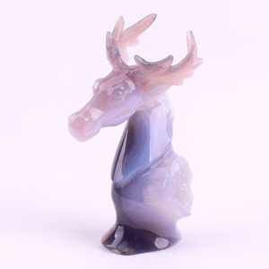 Estatua de Cabeza de <span class=keywords><strong>Ciervo</strong></span> Tallada a Mano en Cristal Natural, Geoda Semipreciosa, Regalo de Navidad - Product Image 2