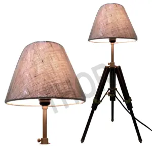 Trépied de lampe de Table nautique support en bois finition chromée lampe de chevet décor