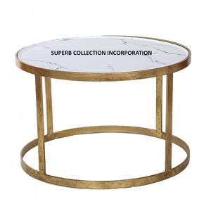 Table basse moderne ronde en métal doré faite à la main directement OEM vente d'usine en gros pour meubles de salon - Product Image 1