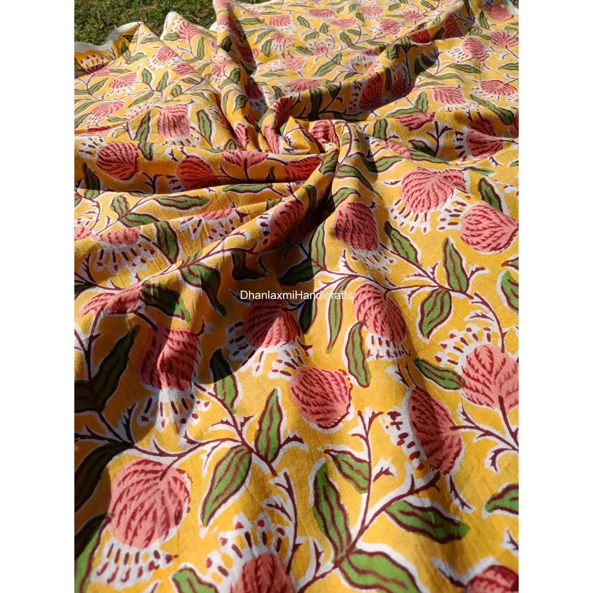 Mehrfarbiger Großhandel Laufs toff Indisches Tuch Textil 100% Baumwolle Kleidungs stück Material Blumen Hand block druck
