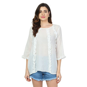 Top elegante de algodón blanco para Niñas para ropa de moda india y pakistaní - Product Image 1