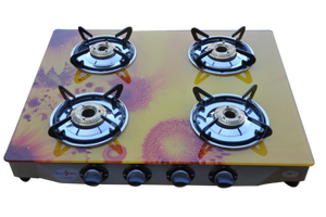 เตาแก๊สตั้งโต๊ะสี่หัวเตา หน้ากระจก พิมพ์ 3 มิติ ด้วยสแตนเลส - Product Image 2