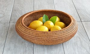 Cesta de Frutas de Ratán Tejida a Mano, Elegante, Vintage, Ecológica, de Forma Circular, Multiusos para Almacenamiento en el Hogar - Product Image 6