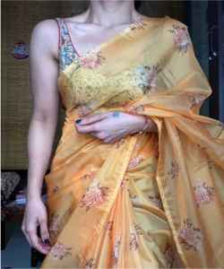 Saras en soie à imprimé numérique pour femme, vêtements de fête, dernier modèle indien, blouse, tissu doux, japon - Product Image 6