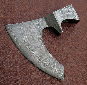 定制大马士革手工斧头轴高碳钢锻造定制标志不评级7.
