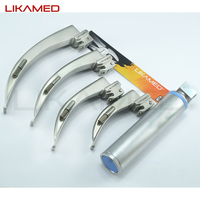 LIKAMED Macintosh Fiber Optic Laryngoscope Set Stainless Steel Laryngoscope with 5 Blades and Manual Battery