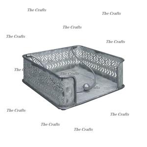 Porte-mouchoirs en papier galvanisé Porte-serviettes de forme carrée fait à la main avec manche en bois pour la vaisselle de mariage - Product Image 3