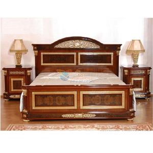 Walnut Polish Hand Carved <b>Bed</b> With <b>Side</b> <b>Table</b> Antique Teak <b>Wood</b> <b>Bed</b> With Nightstand Solid <b>Wood</b> Master Room <b>Bed</b> With Nightstand - Product Image 1