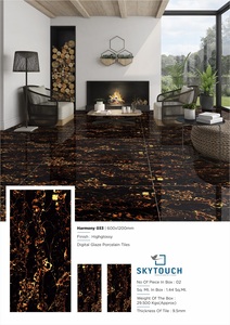 Màu Đen Lấp Lánh Vàng Và Đỏ Giọt Sàn Nội Thất Gạch Sứ Wave Marble Look, Gạch Lát Sàn 600X1200Mm Từ Ấn Độ - Product Image 2