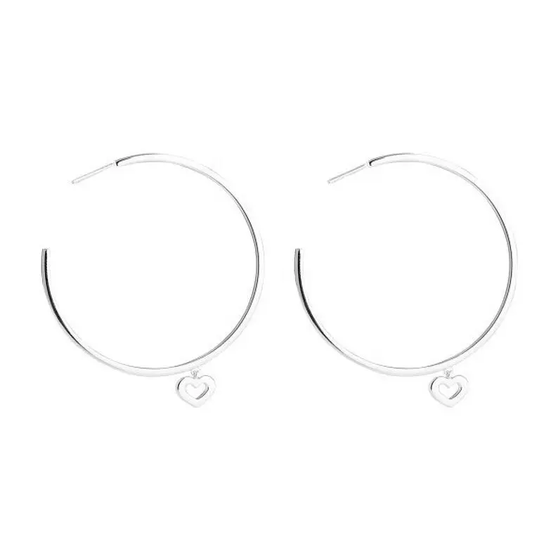 925 Sterling Silver Handmade Large Hoop And Tiny Heart Earrings From Manufacturer Suppliers At Wholesale Factory Price Buy Now