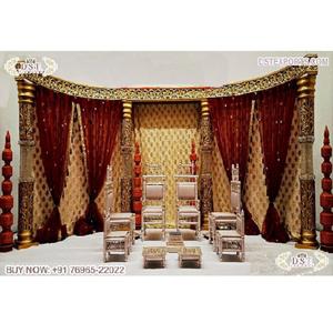 Escenario de Boda Tradicional Indio de Media Luna de Ensueño, Diseño Abierto, Fibra de Vidrio Dorada Ligera, Tamaño Personalizable para EE. UU. - Product Image 1