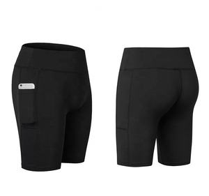 Pantalones cortos de motorista de entrenamiento con logotipo personalizado para mujer, ropa de fitness de poliéster Spandex, nuevo diseño con material de algodón - Product Image 1