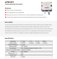 LEFOO-sensor electroquímico de alta precisión, doble capa, resistente al agua, membrana CO RS485, transmisor de monóxido de carbono