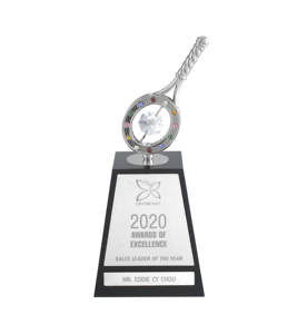 Trofeo DE TENIS cromado personalizado Crystocraft, Premio deportivo de metal decorado con cristales de corte brillante - Product Image 2