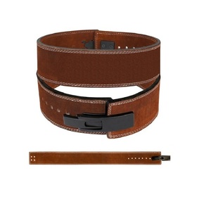 เข็มขัดยกน้ำหนักหนังวัวสำหรับทุกเพศ, ระบายอากาศได้ดีปรับได้ยืดหยุ่นปรับได้ปรับได้ไม่ลื่นปักโลโก้สำหรับยิม - Product Image 1