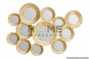 Atractivo espejo de pared contemporáneo de aluminio redondo con borde de color dorado diseño elegante para decoración de hotel y sala de estar - Product Image 6