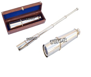 Telescopios náuticos vintage Ancla de latón brillante en caja de madera Spyglass pulido dorado para observación de aves y caza - Product Image 6