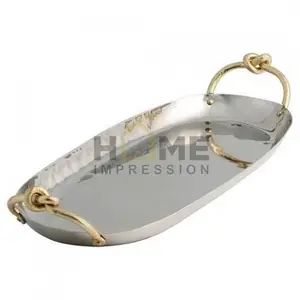 ถาดสแตนเลสขัดเงาสีเงินเงาสำหรับตกแต่งโต๊ะอาหารหรูหรา - Product Image 1