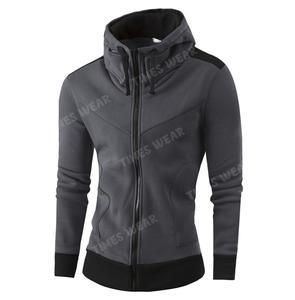 Custom Logo High Quality Slim Fit Zipper Patchwork Men's Fleece Hoodie Polyester/Cotton Quick-Dry - Product Image 1