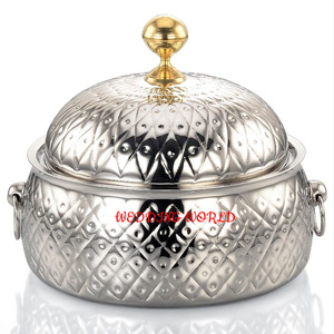 Olla de doble pared martillada de metal cazuela de diseñador hecha a mano de alta calidad nuevo calentador de alimentos de metal más vendido - Product Image 5