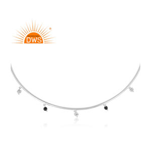 สร้อยคออัญมณีโอนิกซ์สีดำธรรมชาติ,สร้อยคอเงินแท้จากผู้ผลิตเครื่องประดับธรรมชาติ - Product Image 1