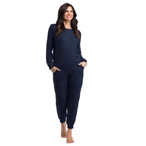 Custom Logo Branding Women's Two Piece <b>Set</b> <b>Comforter</b> Crew Neck Tracksuit Pajama Pockets Pullover Round Neck Sweatshirt Sweatsuit - Product Image 1