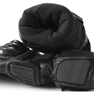 Gants de moto en cuir de chèvre d'été à doigts entiers Bracelet de poignet réglable Antidérapant Imperméable Coupe-vent Thermique par temps froid - Product Image 3