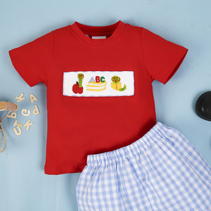 Adorabile Bookworm Boy Set corto 100% cotone abbigliamento estivo per bambini ODM ragazze Mix tessuto all'ingrosso da Vietnam BB1122 - Product Image 1