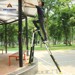 Industrial <b>Foldable</b> Aluminum Alloy Ladders 4 <b>Steps</b> 6FT Extended Height Manual Lock 150kg Capacity <b>Step</b> Ladder Outdoor Warehouse - Product Image 5
