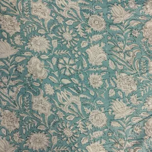 Floral Design Wholesale Hand Screen Printed Premium Quality Indian Cotton Bohemian Style Fabric