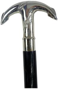Antique Victorian Wooden Walking Stick Cane with Silver Derby Handle <b>Black</b> Wooden Shaft Elegant Gift Collectible Accessory - Product Image 2