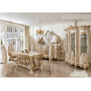 Excelente Juego de Mesa de Comedor de Madera de Teca Tallada, Moderna y Duradera - Product Image 1
