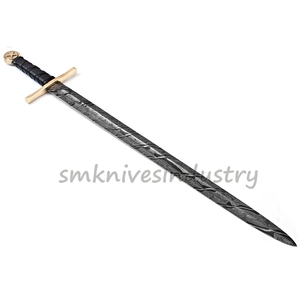 Espada de Caza de Acero de Damasco Chapada en Oro de Doble Filo, de Lujo y Hermosa, con Funda Blindada, Lista para el Combate (Smk1954) - Product Image 6