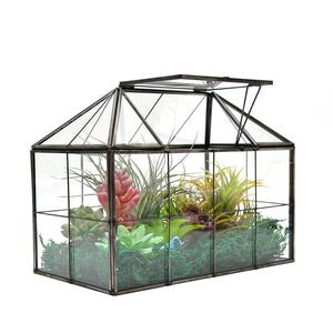 Glass Terrarium Glass Terrariums Black House Shape Metal Glass Terrarium With Lid Plant Pot Home Decor