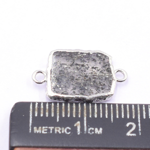 Pierre de soleil noire de 18 à 20 mm avec connecteur rectangulaire plaqué argent pour la fabrication de bijoux - Product Image 2