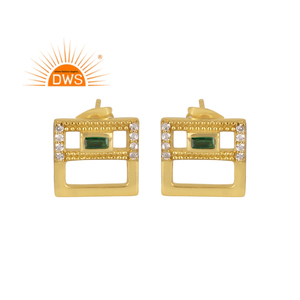 ต่างหูสตั๊ดพลอยสังเคราะห์สังเคราะห์จากธรรมชาติสำหรับผู้หญิงของขวัญสำหรับผู้หญิงสำหรับผู้หญิงดีไซน์แบบงานทำด้วยมือล่าสุด - Product Image 1