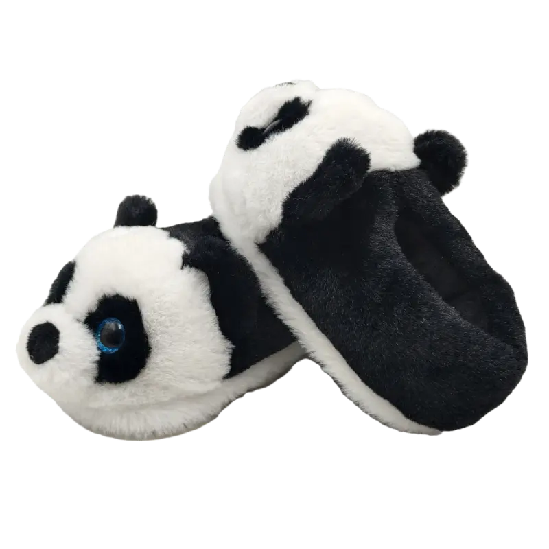 Factory outlet custom novelty warm winter animal panda slipper soft plush bedroom soft sole indoor slipper for Kids