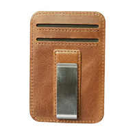 Desain Terbaru RFID Blocking Solid Portable Vintage Zipper Money Clip Kulit Asli Dapat Disesuaikan Unisex Lapisan Katun Organik