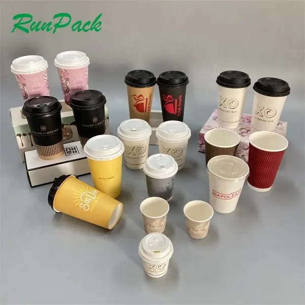 Одноразовый бумажный стакан для горячих напитков для кафе с одной двойной стенкой, 8 унций, 4 унции, 12 унций