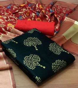 Trading Banarasi Silk Tree Pattern Sutits et Hevy Silk Bottam avec Jacquard Flower Design Duptta par Royal Export - Product Image 2