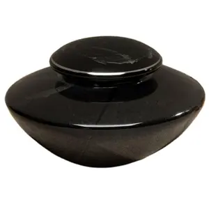 Black Stone Texture Polished Funeral Memorial Pot Cremation Jar Adult Ashes Solid Metal Urns