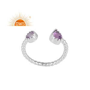 Bague en améthyste violette au design unique, fournisseur de bijoux en pierres précieuses, bague en argent sterling 925, bague à bande bulle, collection classique - Product Image 1