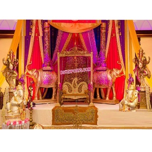 Décor de grande scène moderne à thème muant, réception de mariage, scène festive dorée, exquis, 1 pièce - Product Image 1