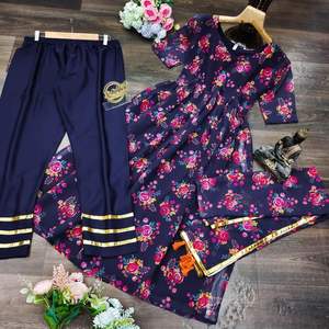 2022การออกแบบล่าสุด Georgette Kurti ธรรมดาลูกไม้สีทอง Plazo สำหรับผู้หญิงในราคาขายส่งโดยพระราชส่งออก - Product Image 6