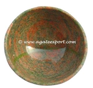 หินอัญมณีบำบัดฮวงจุ้ย50-55มม. ถ้วยหินยูนิไคต์ทำตามสั่ง - Product Image 1