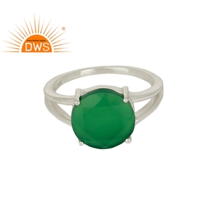 Stylish Green Onyx Gemstone Prong <b>Set</b> <b>Ring</b> Jewelry Manufacturer Women 925 <b>Sterling</b> <b>Silver</b> <b>Ring</b> Jewelry Supplier - Product Image 1