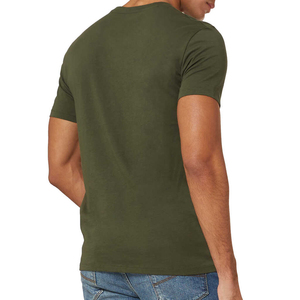 Camisetas clásicas de algodón OEM de corte ajustado con cuello redondo, color naranja personalizado, manga corta, cuello redondo, camisetas gráficas para hombre, de algodón preencogido. - Product Image 2