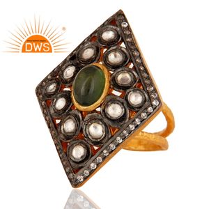 Green Tourmaline Gemstone <b>Ring</b> Crystal Polki Jewelry Wholesaler 18k Gold Plated 925 <b>Silver</b> <b>Statement</b> <b>Ring</b> Jewelry Supplier - Product Image 2