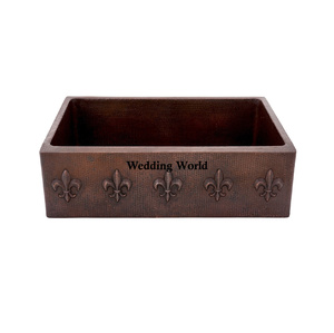 อ่างล้างมือทองแดงดีไซน์ดอกไม้อ่างล้างมือทำจากทองแดงหรูหราแบบคลาสสิก - Product Image 5