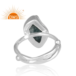 Anneaux de pierre précieuse pour hommes, aigue-marine brut, en argent Sterling 925, fabrication de bijoux, anneau fait à la main - Product Image 4